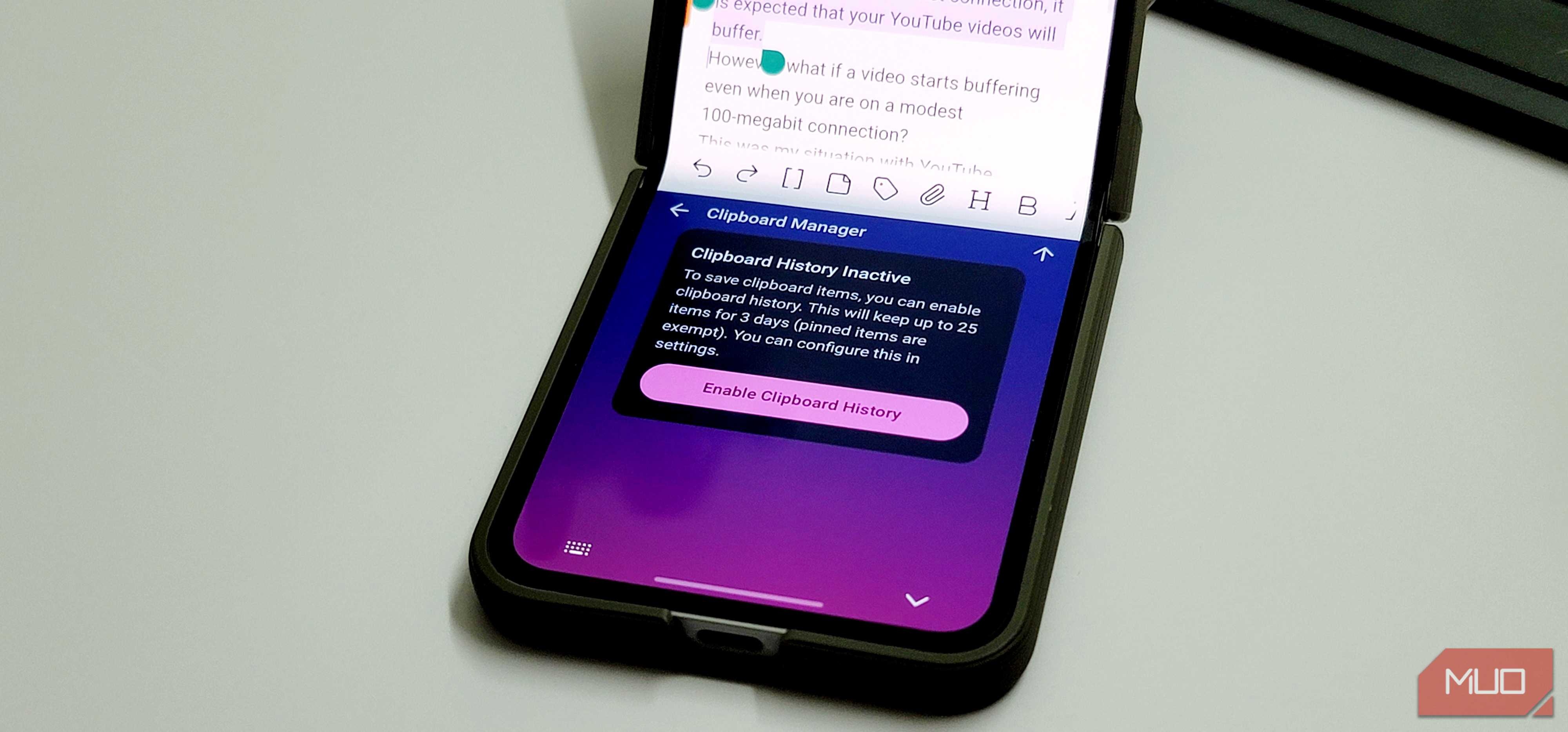 FUTO Keyboard clipboard settings on a Samsung Galaxy Z Flip 6-1