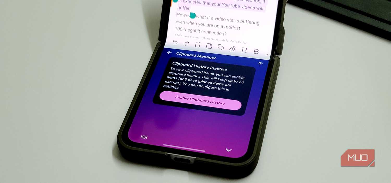 FUTO Keyboard clipboard settings on a Samsung Galaxy Z Flip 6-1
