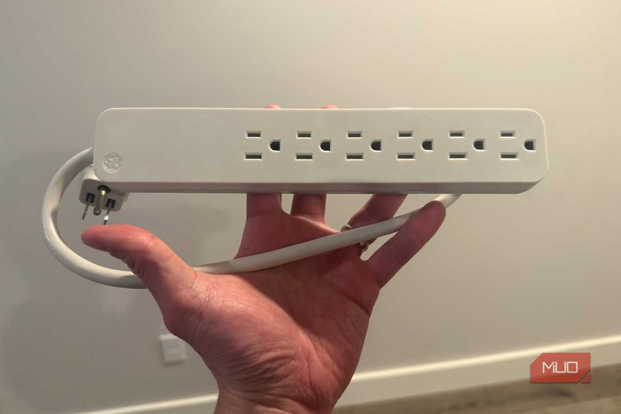 GE surge protector in hand