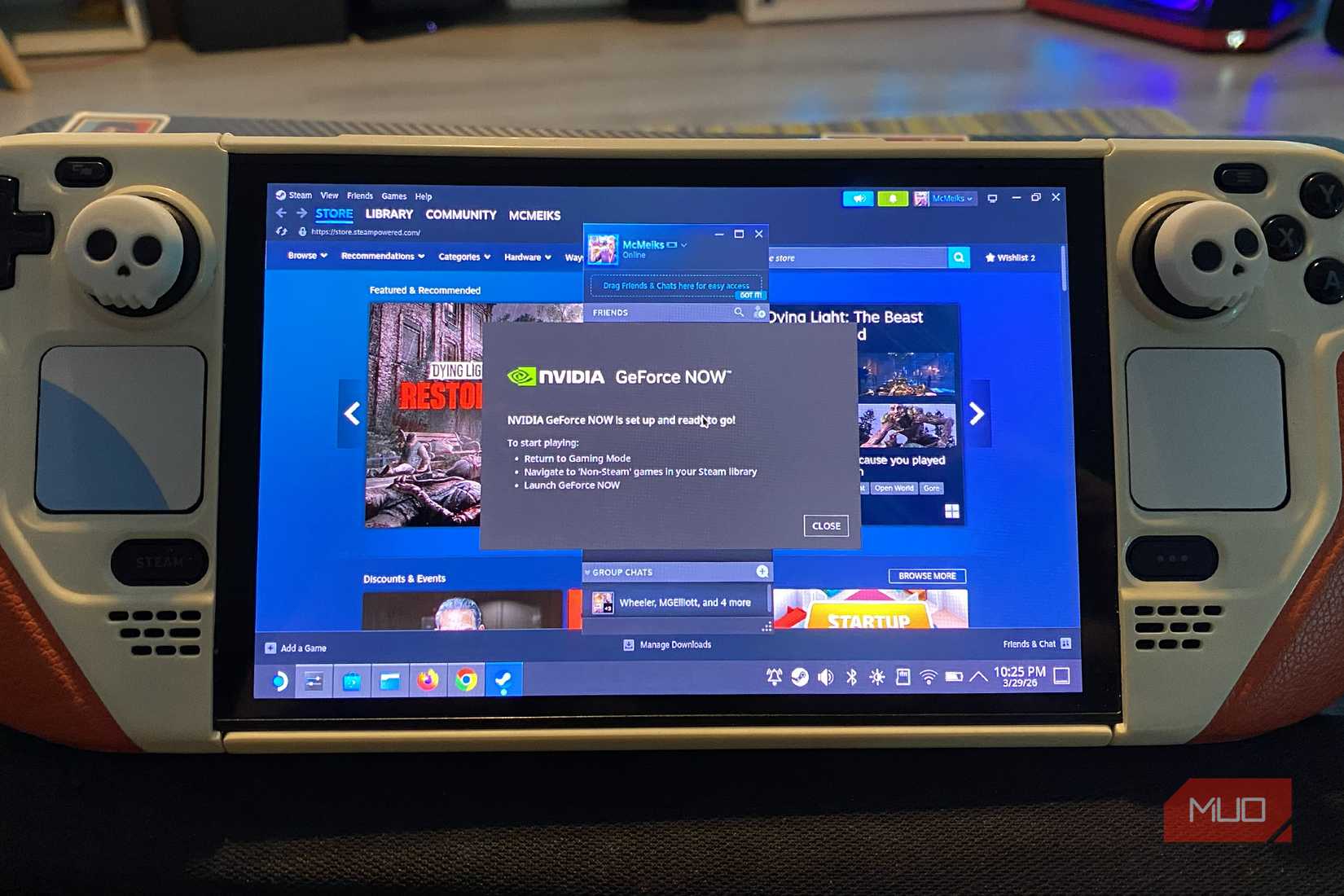 GeForce Now app on Steam Deck OLED