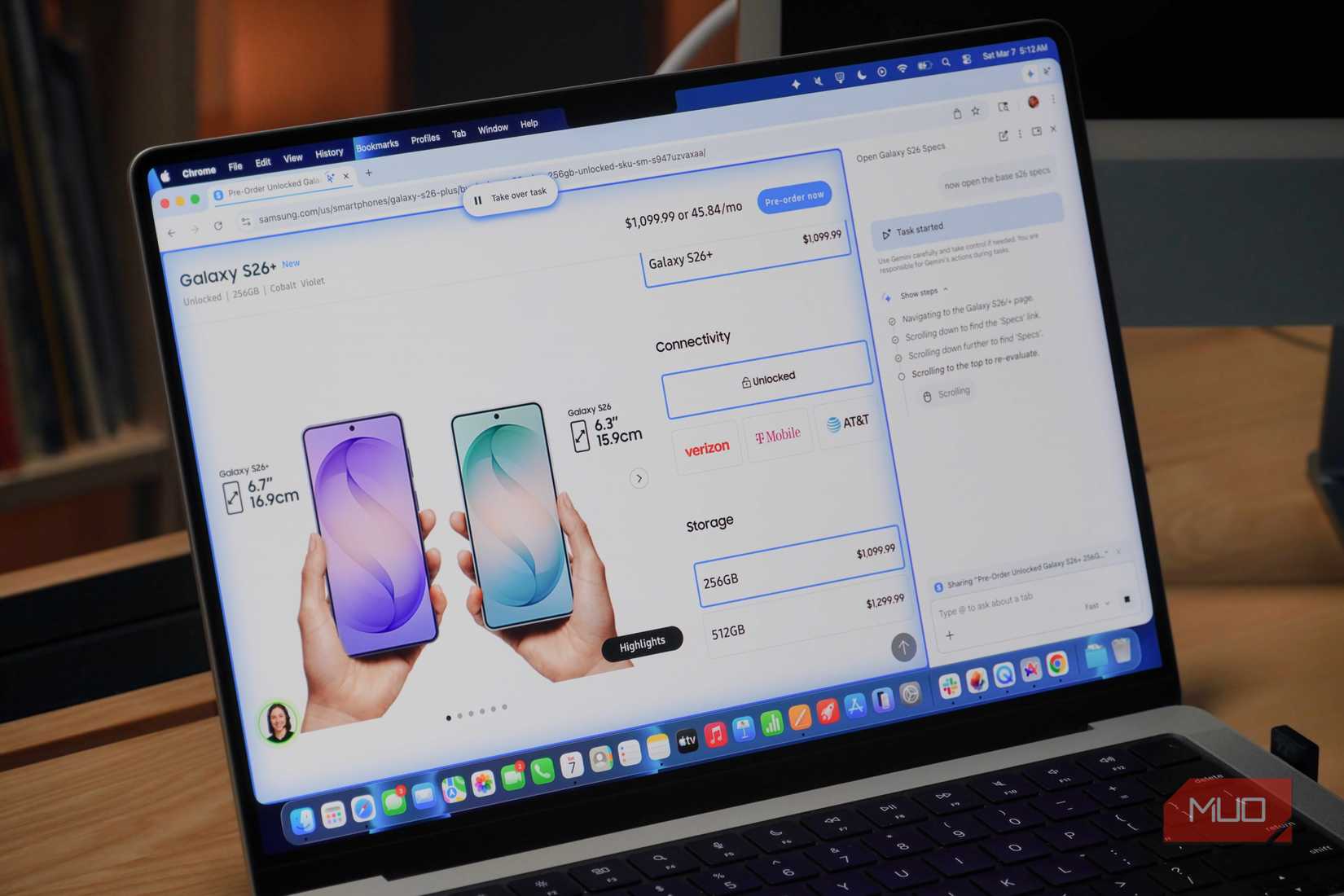 Auto Browse handling a webpage in Chrome.