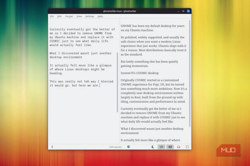 Ghostwriter with Hemmingway mode activated.