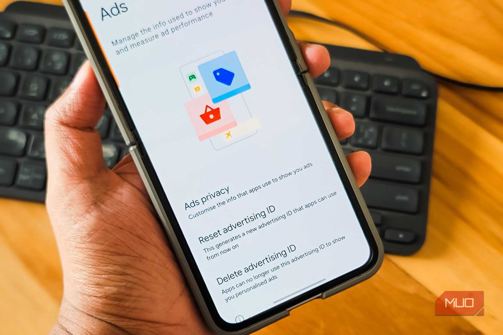 Google Ads screen open on a Samsung Galaxy Z Flip 6