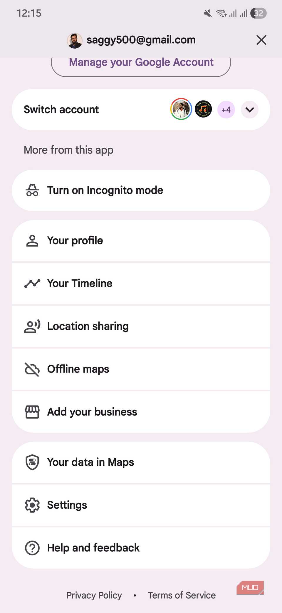 Google マップの設定画面