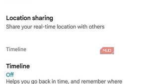Location and privacy settings menu with the Timeline toggle set to off