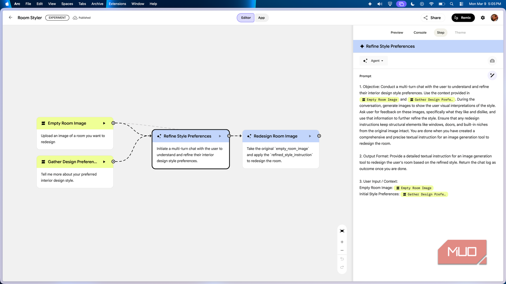 Using a multi-turn chat to gather context in an Opal step.
