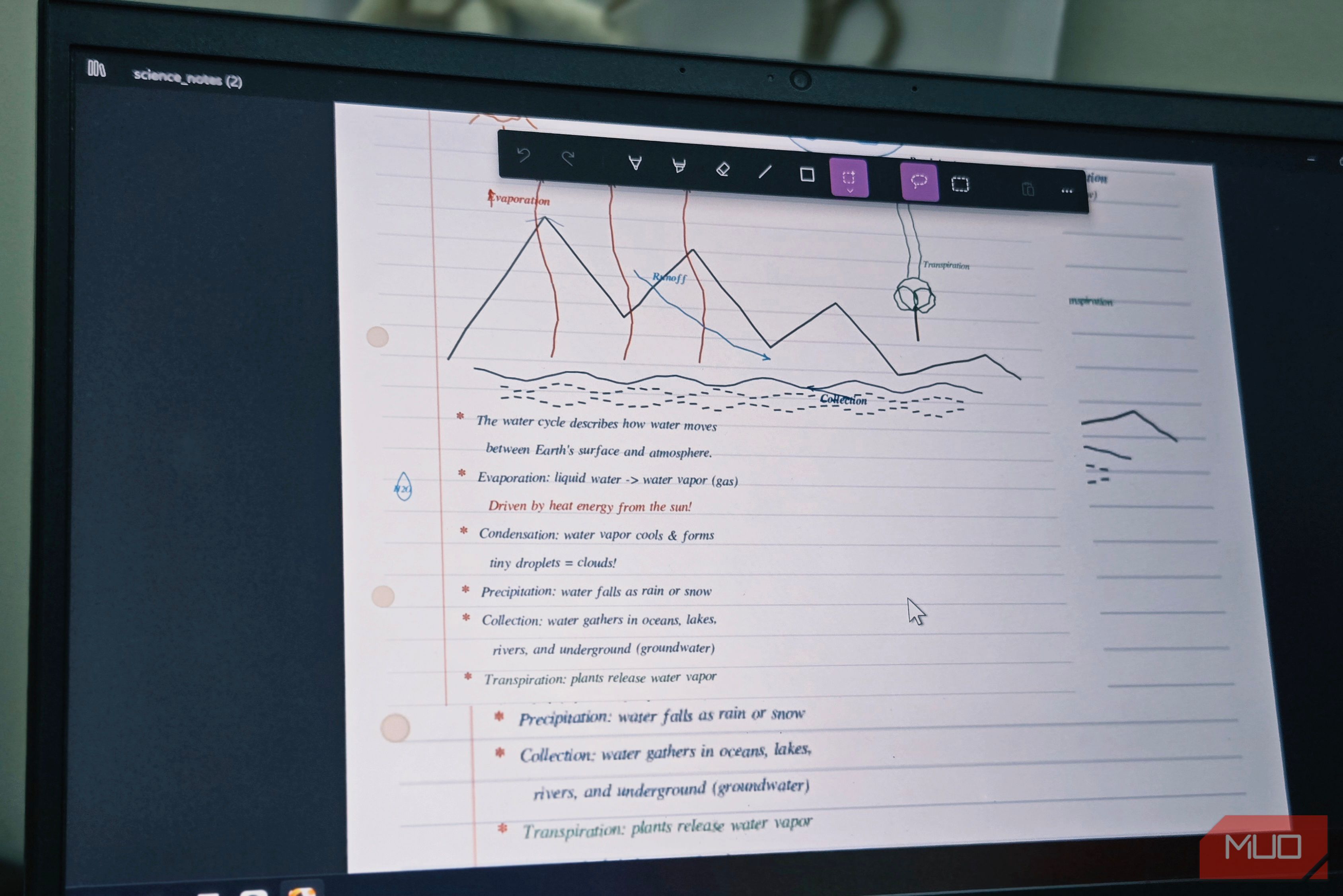hand written note open on the Noteastic app on Windows 11