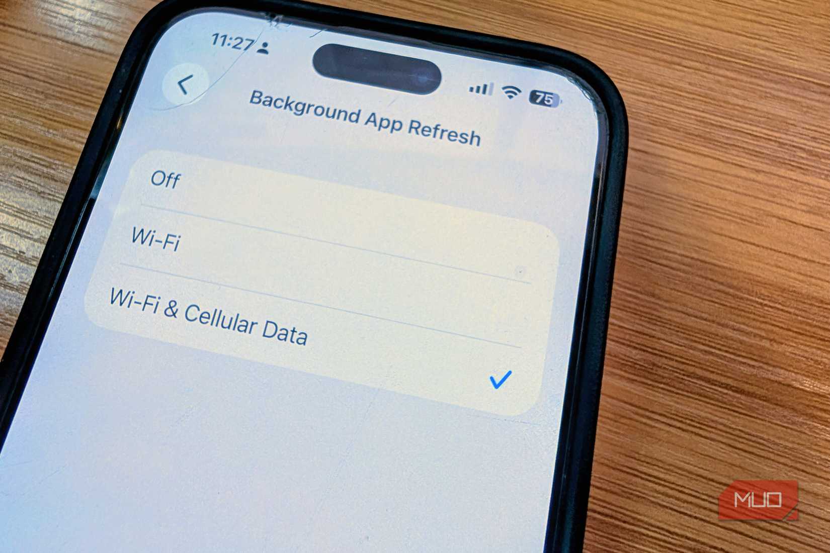 Background App Refresh screen on iPhone