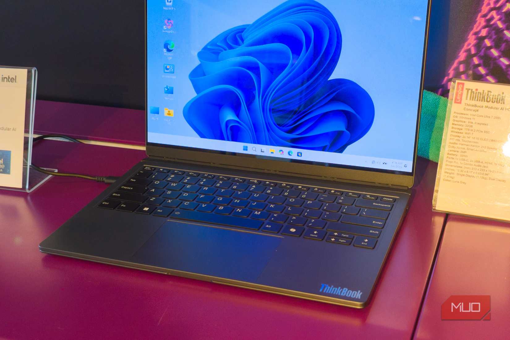 The regular laptop mode on the Lenovo ThinkBook Modular AI PC Concept