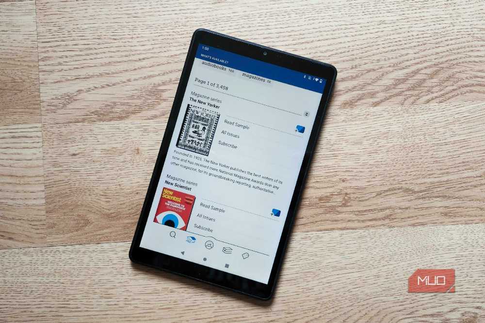 The Libby app running on a tablet, showing a library collection