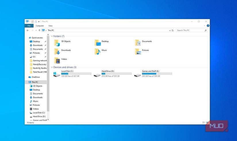 List of drives in Windows Explorer