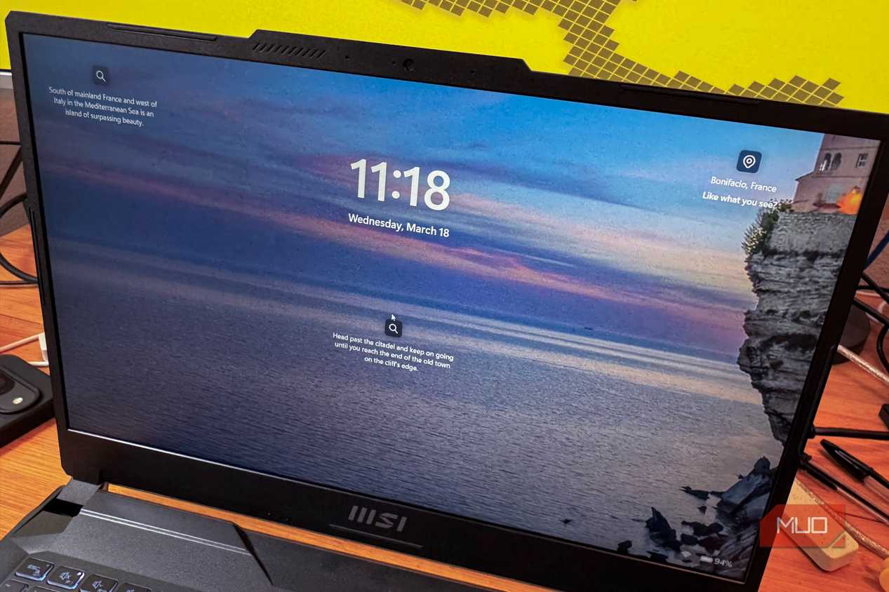 A locked laptop screen