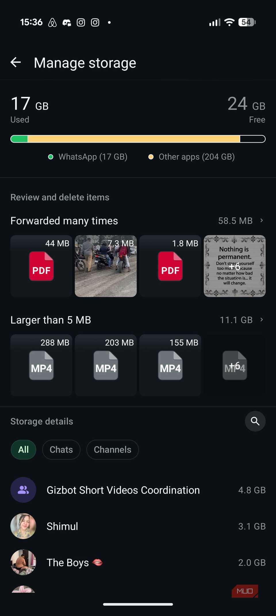 Manage storage on WhatsApp