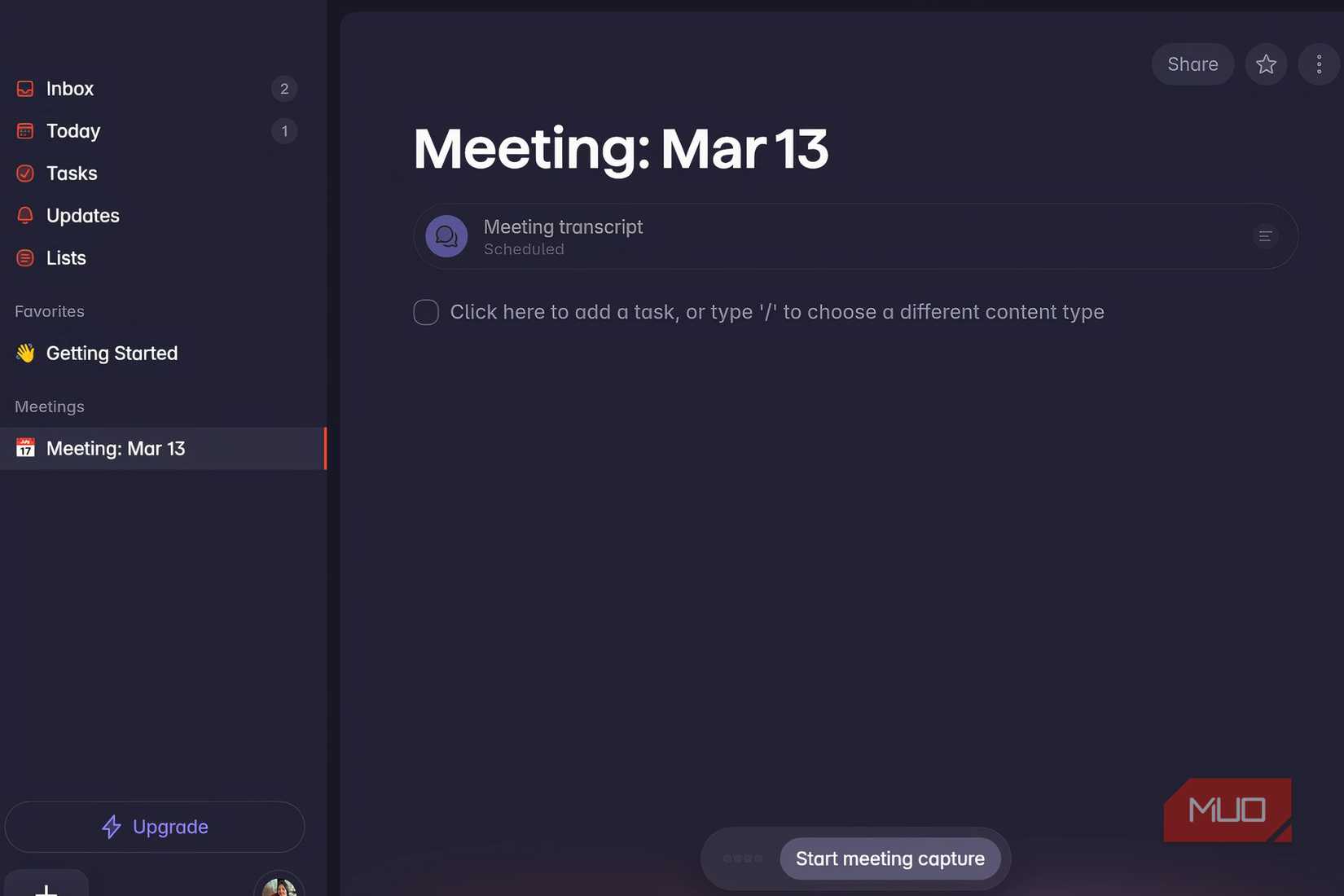 Meeting notes for everyday on Superlist