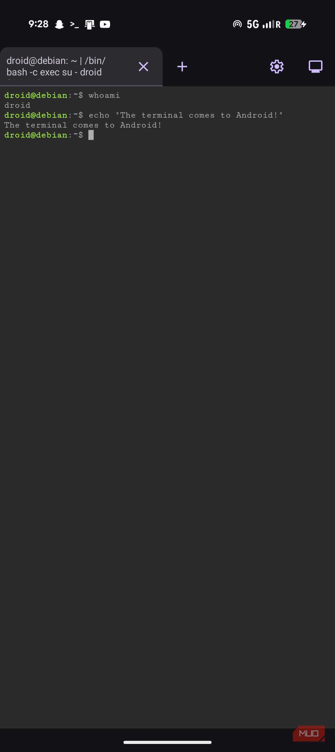 Native terminal running on Pixel 9a.