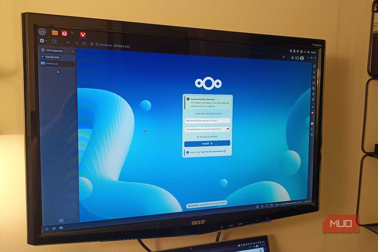 The nextcloud startpage.