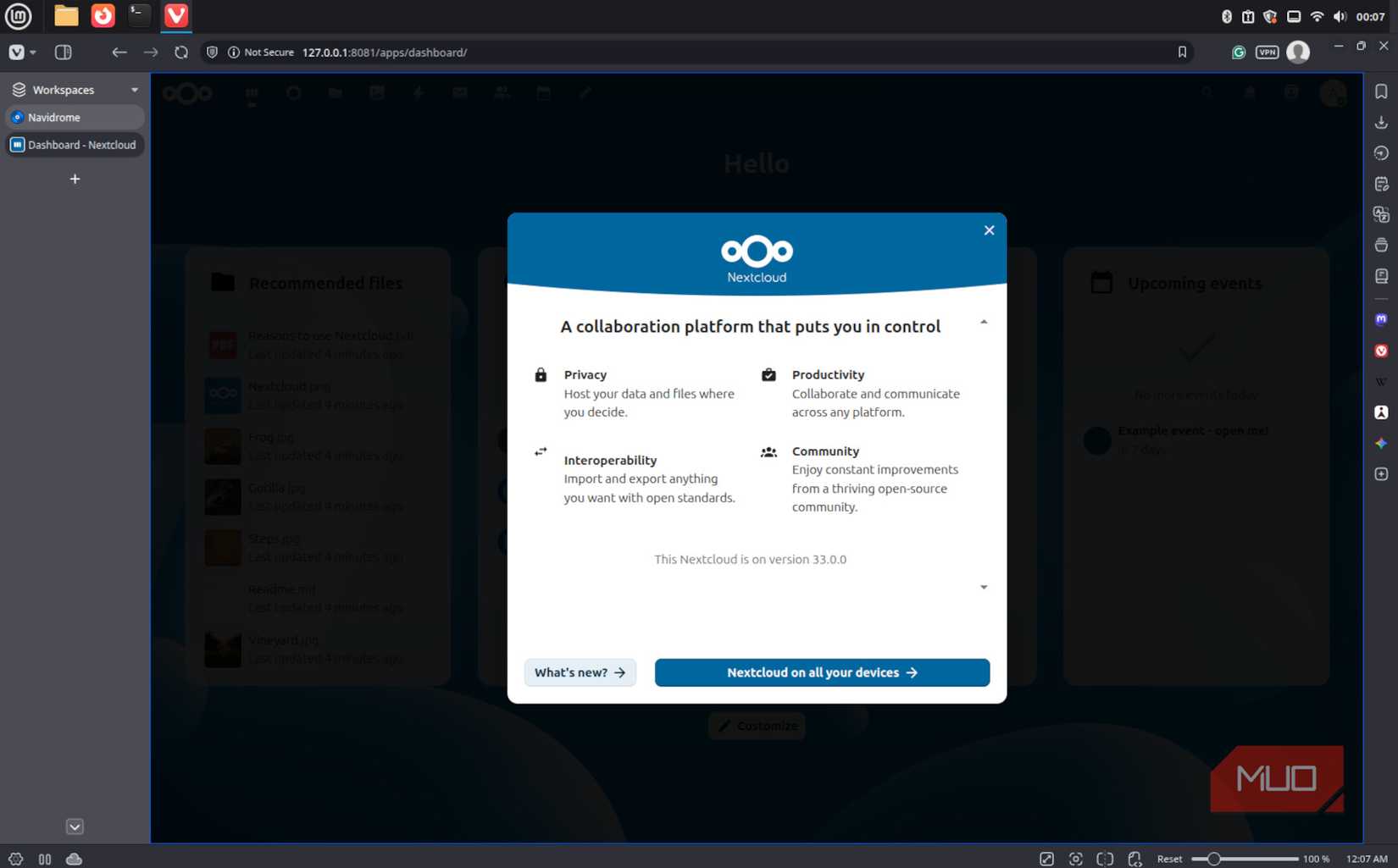 NextCloud sync.