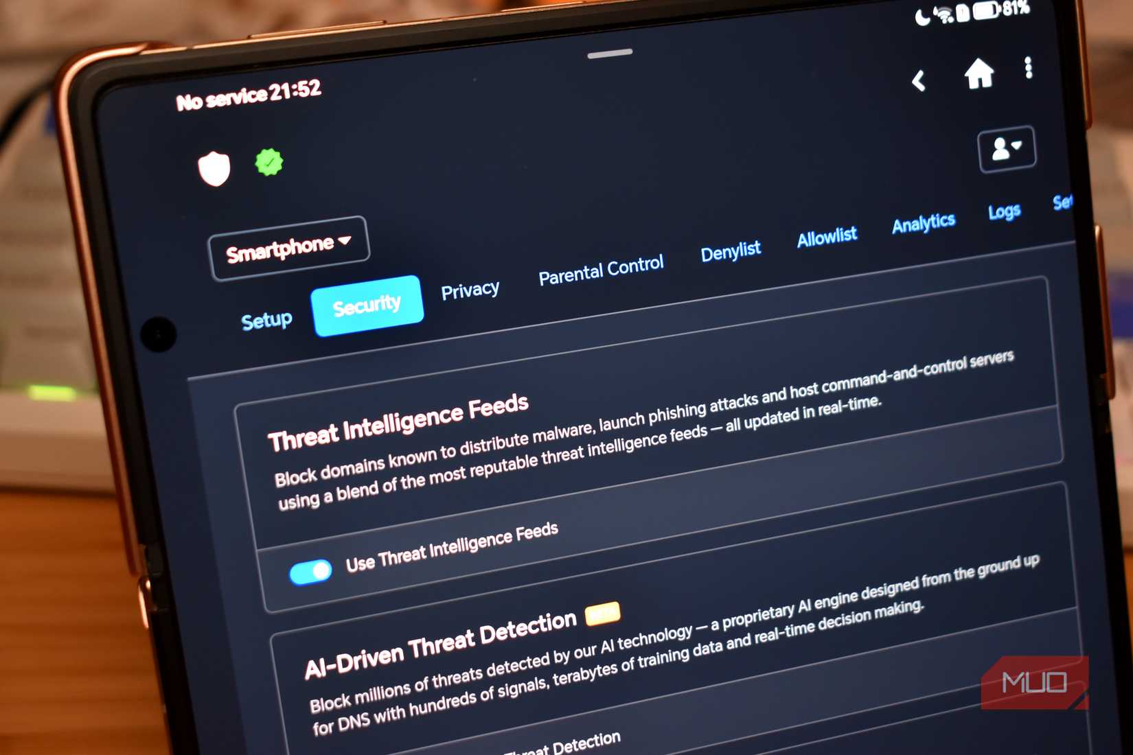 nextdns security tab.