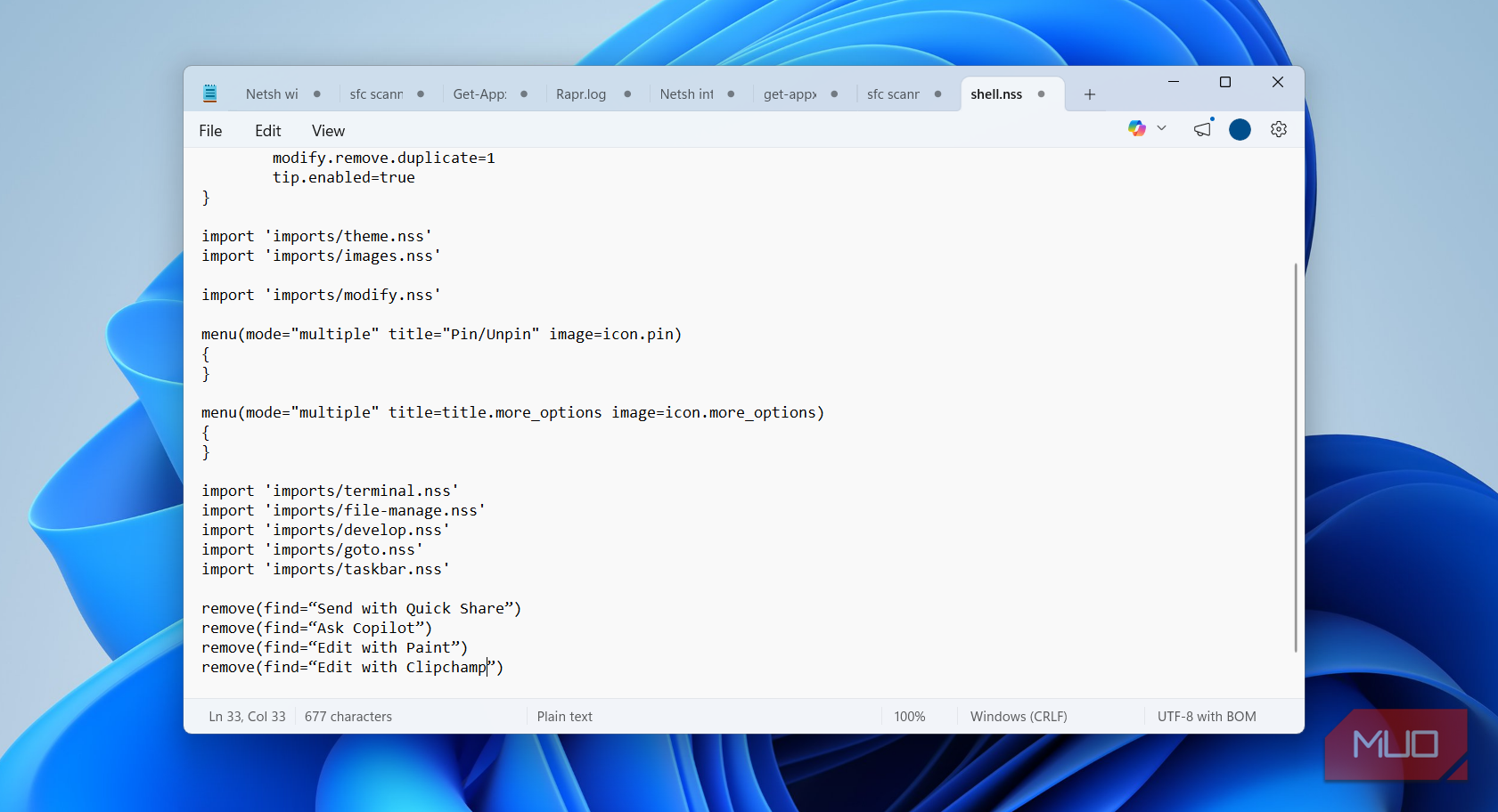 Nilesoft Shell right-click menu configuration file