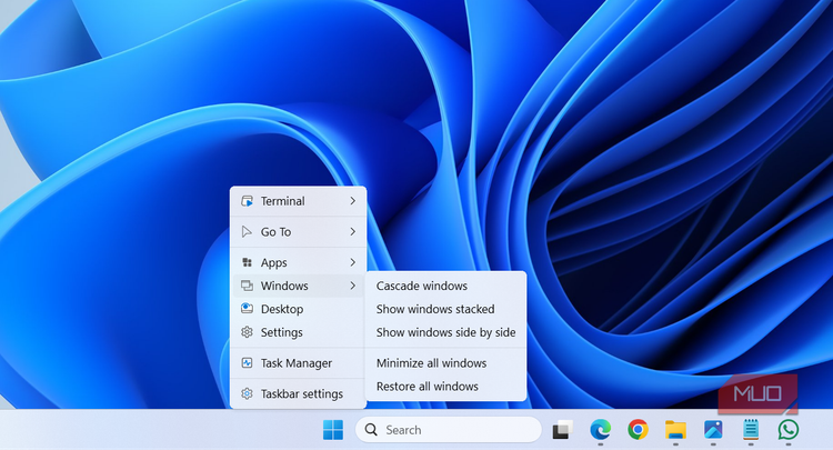 Nilesoft Shell taskbar right-click menu
