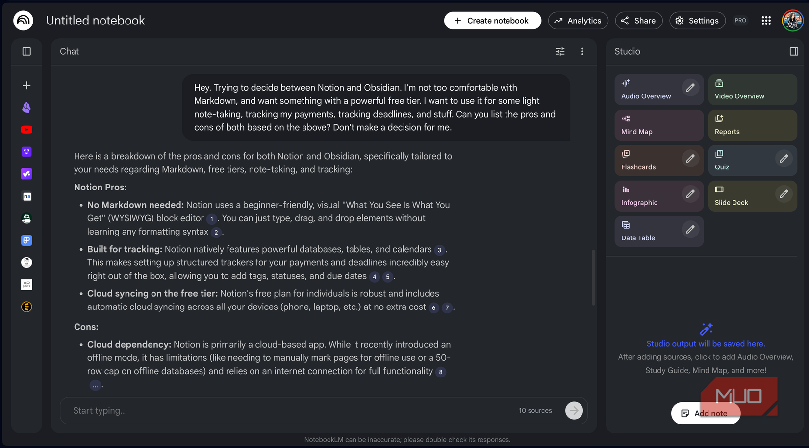 noción notebooklm vs obsidiana
