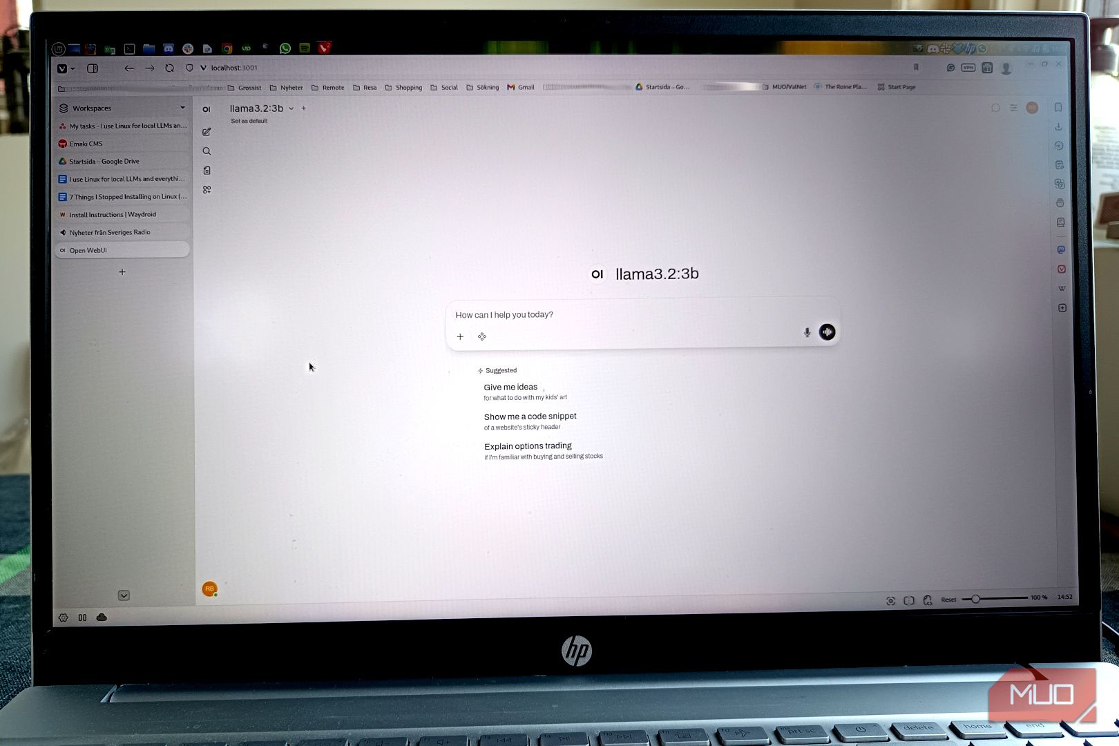 Ollama running locally.