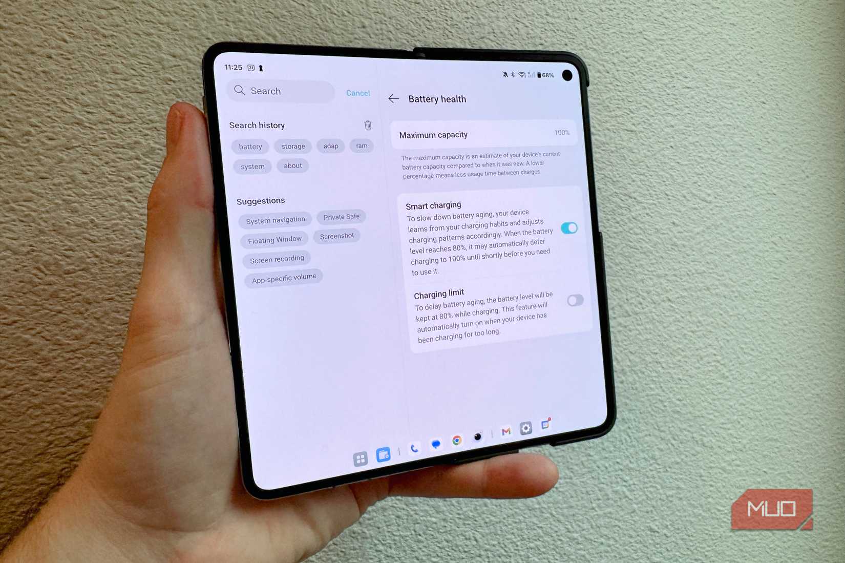 OnePlus Fold battery health screen