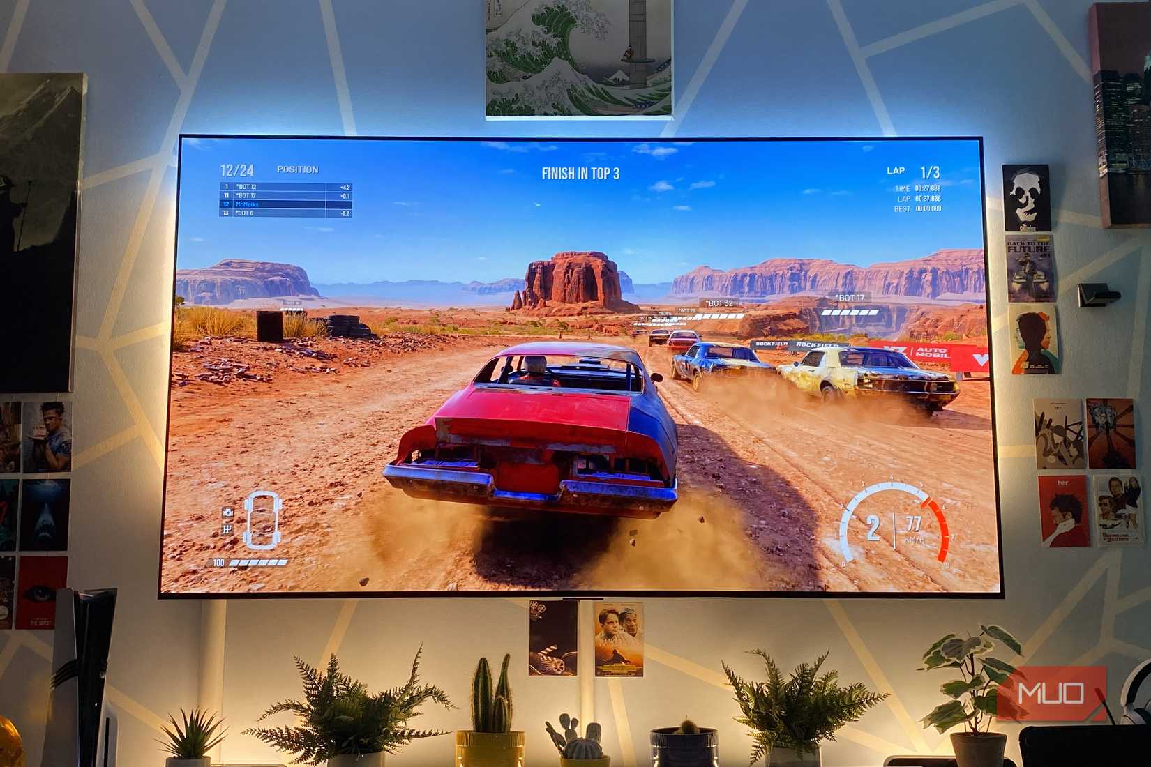 Wreckfest 2 on an LG G3 OLED with Philips Hue Play Lightstrip