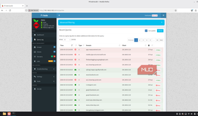 Pi-hole recent queries screen.