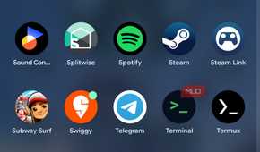 Pixel 9a app drawer with terminal option.