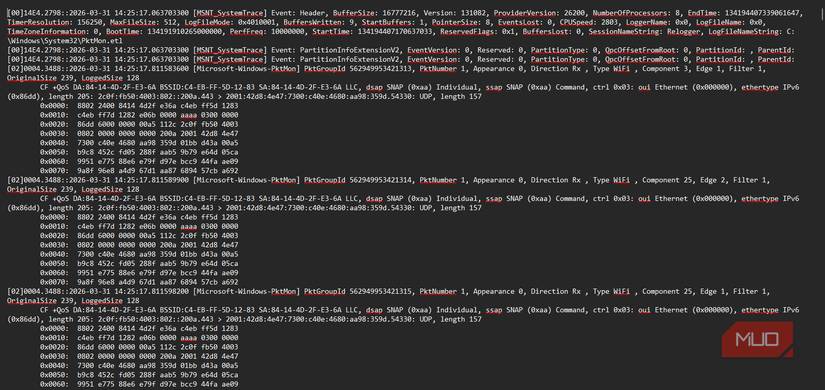 PktMon scan output result