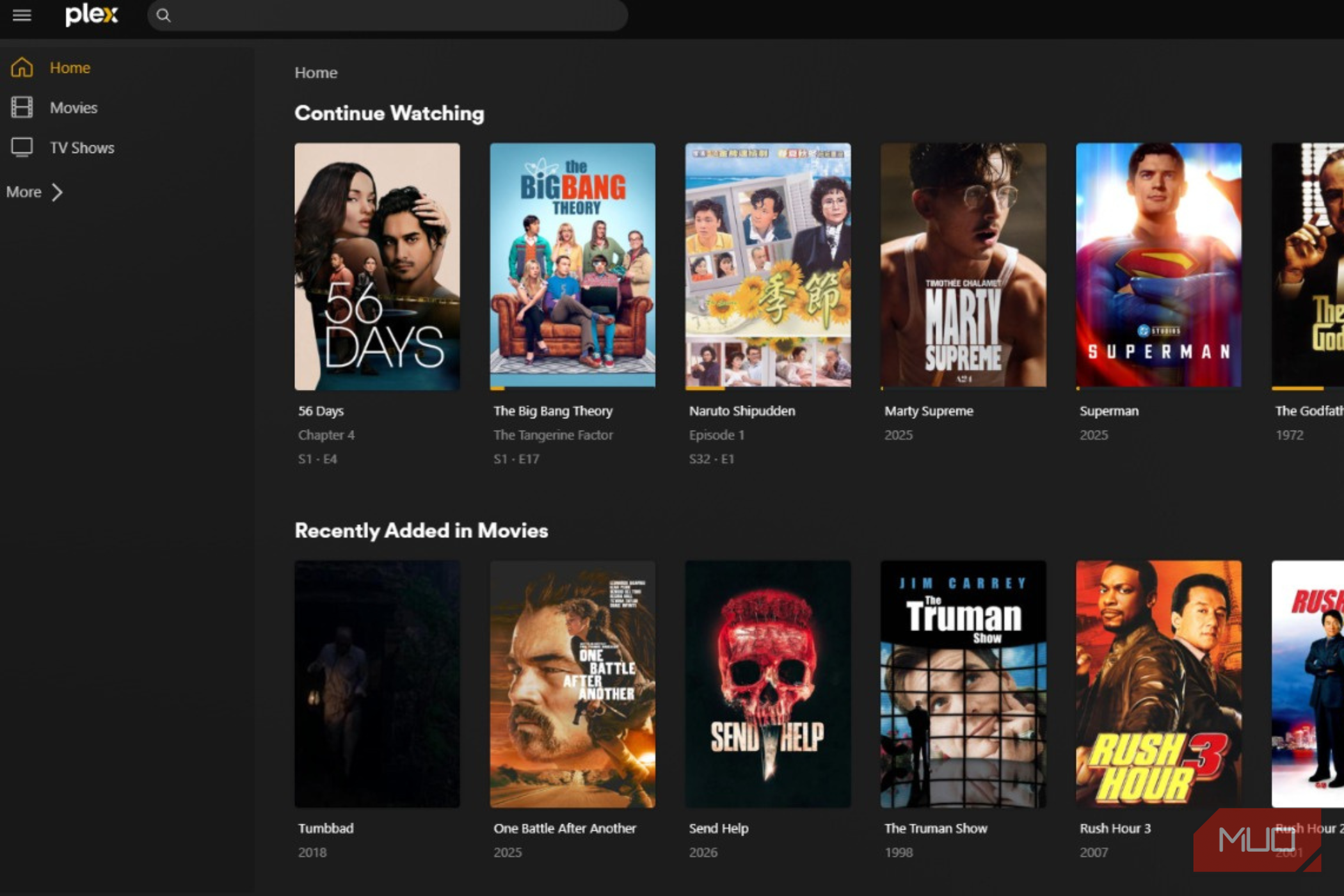 Plex app opened on Windows machine