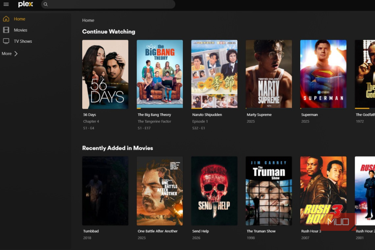 Plex app opened on Windows machine