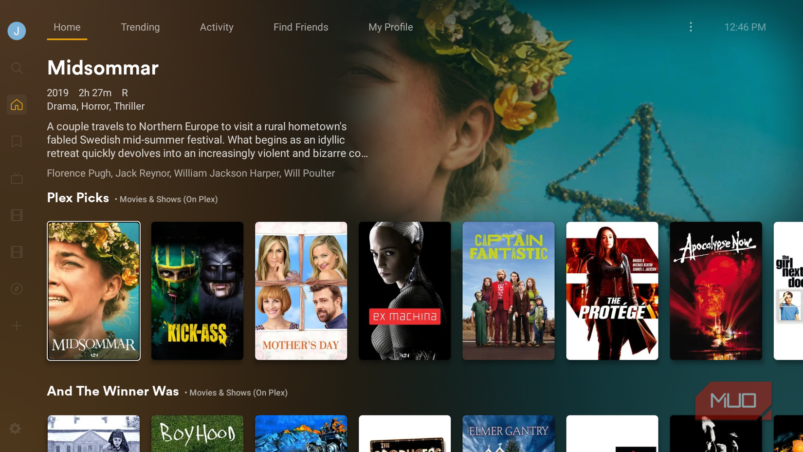 The Plex interface with free content.