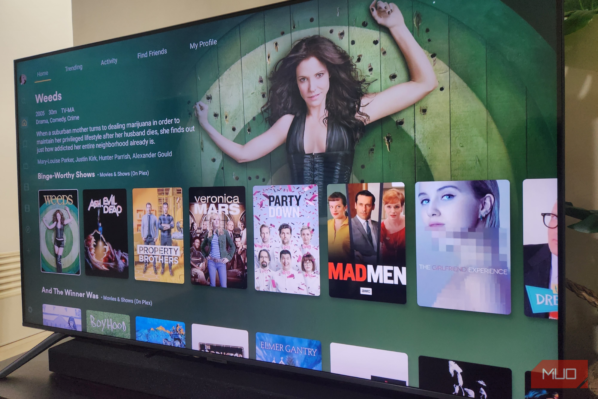 The Plex interface on a TV screen.