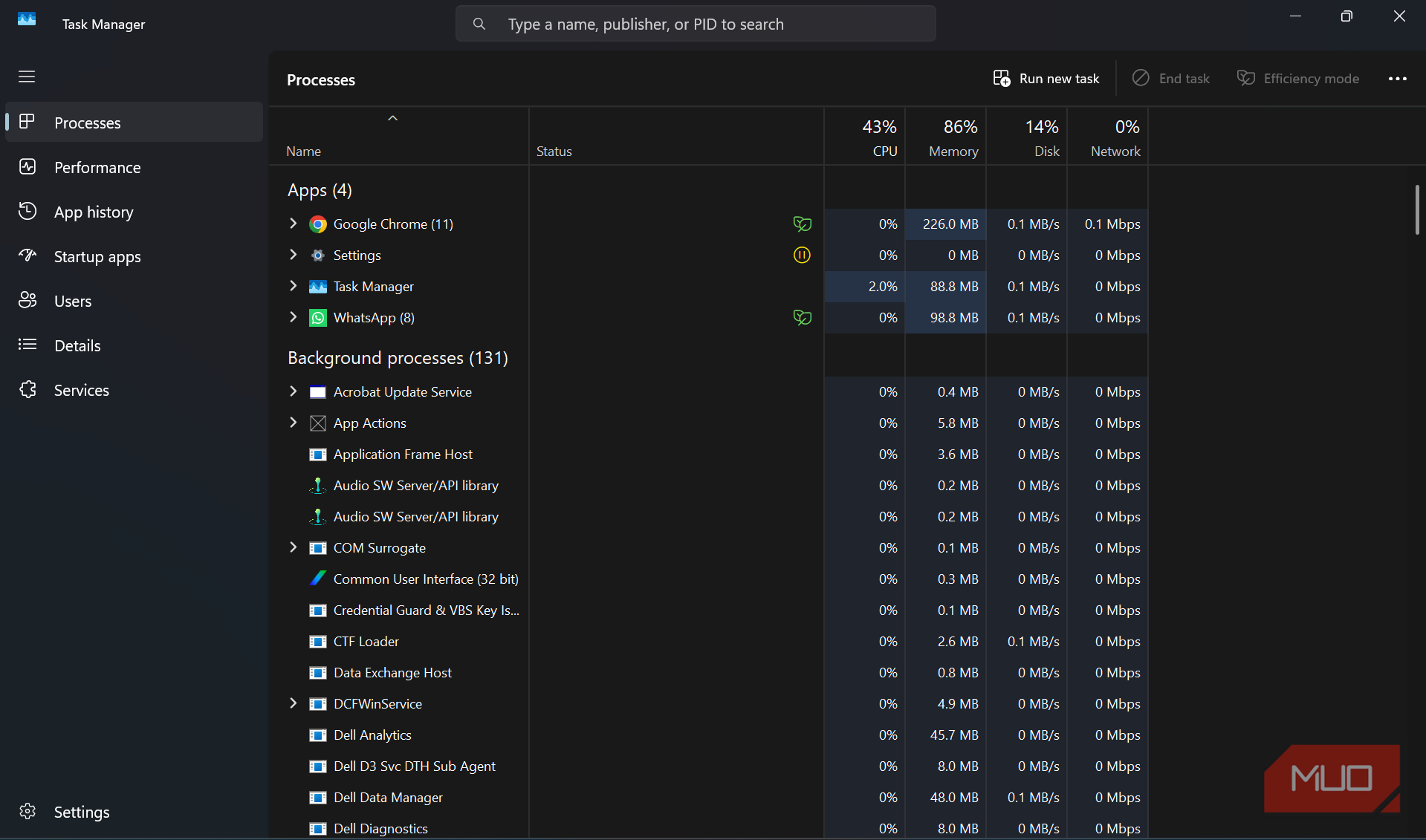 There's a Windows Task Manager tab that shows exactly why your PC is slow