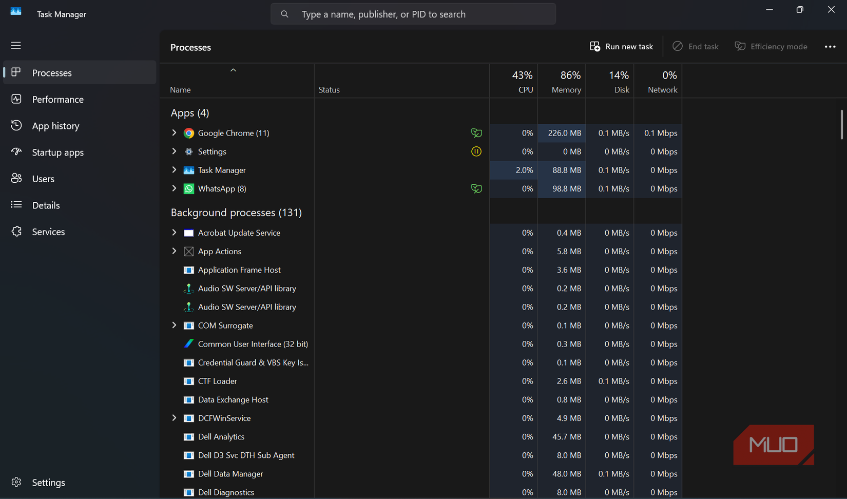 There's a Windows Task Manager tab that shows exactly why your PC is slow