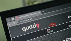 Quad9 web page open a laptop