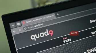 Quad9 web page open a laptop