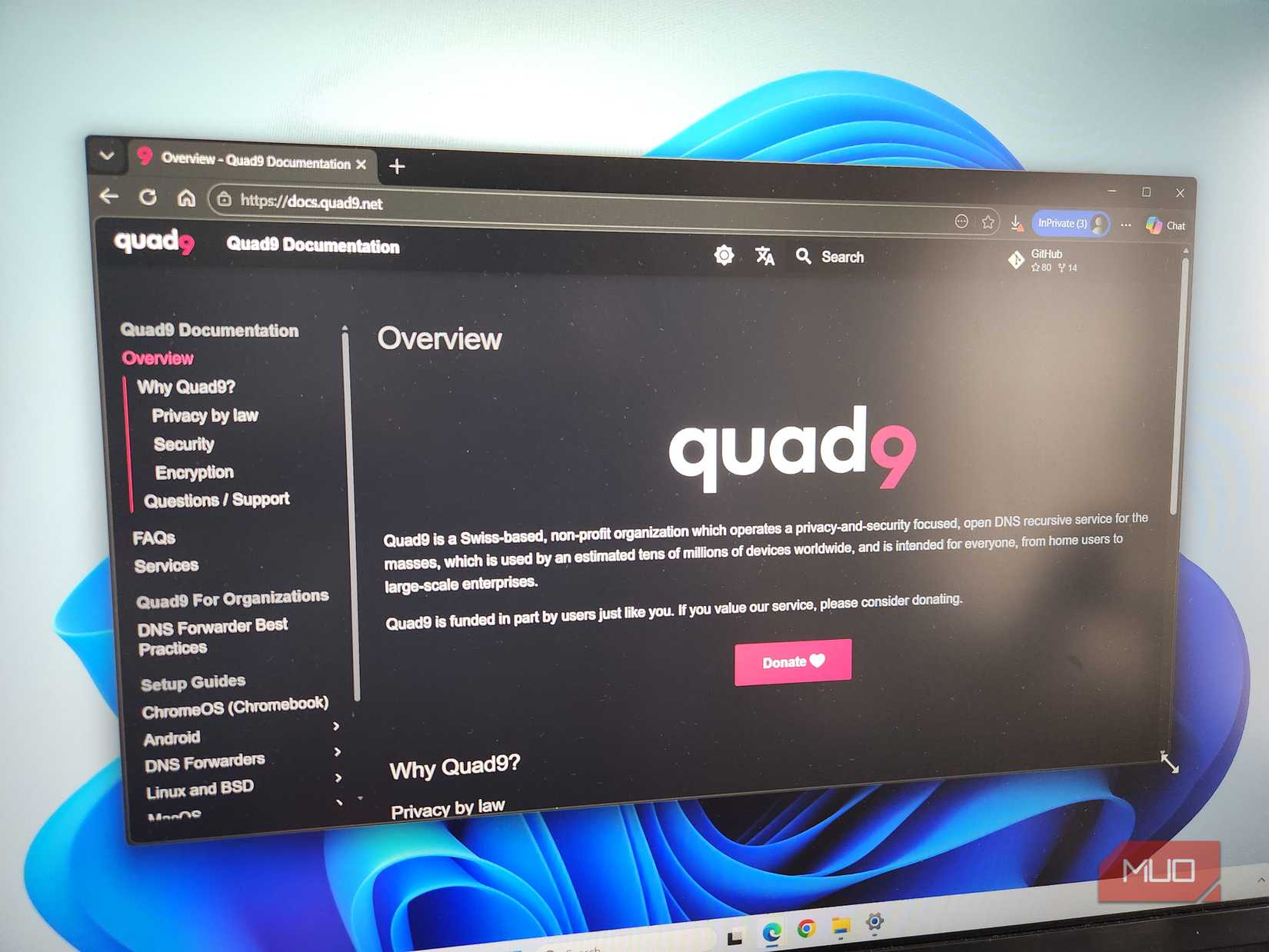 Quad9 website in a browser