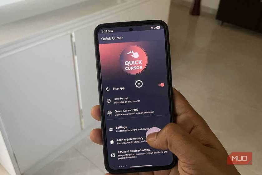 Quick Cursor app on phone