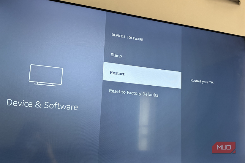 Restart setting selected on Google TV