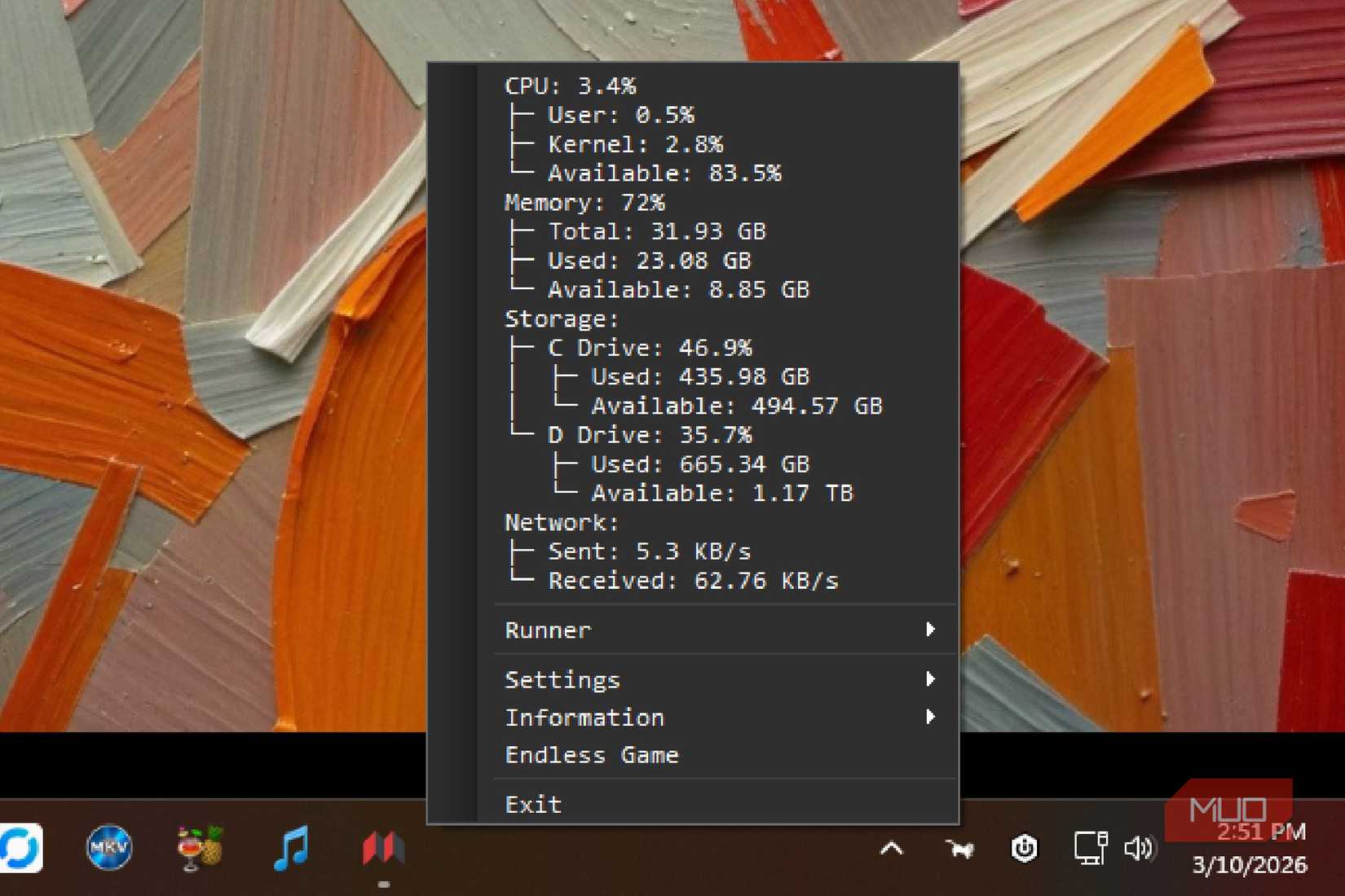 RunCat 365 Interface