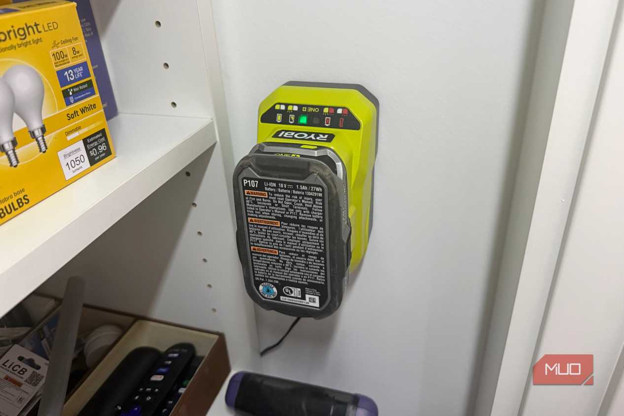ryobi 18v lithium on charger wall