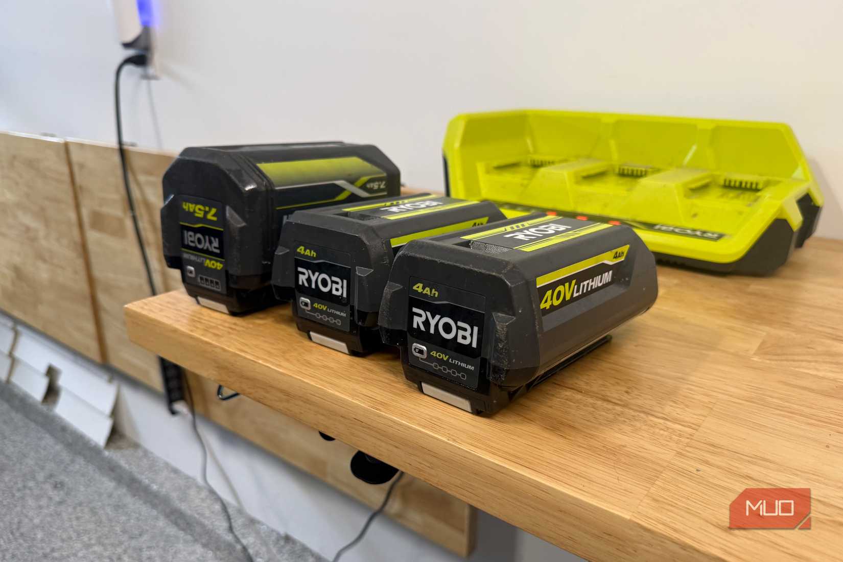 ryobi 40v lithium batteries side by side
