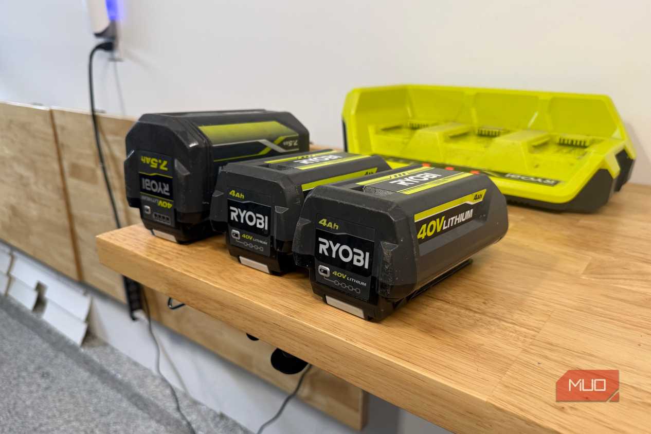 ryobi 40v lithium batteries side by side