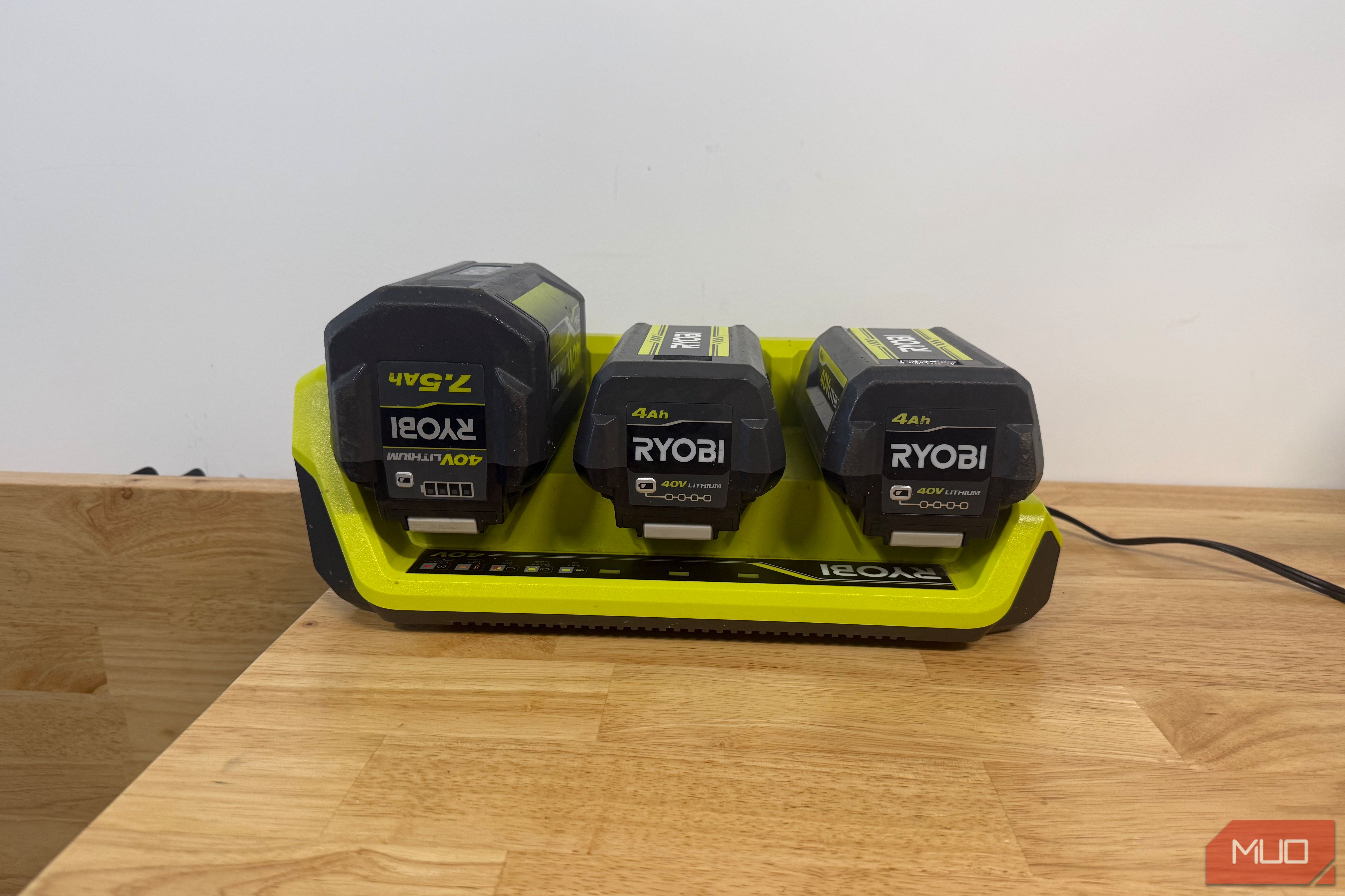 ryobi 40V lithium battery charger with 3 batteries