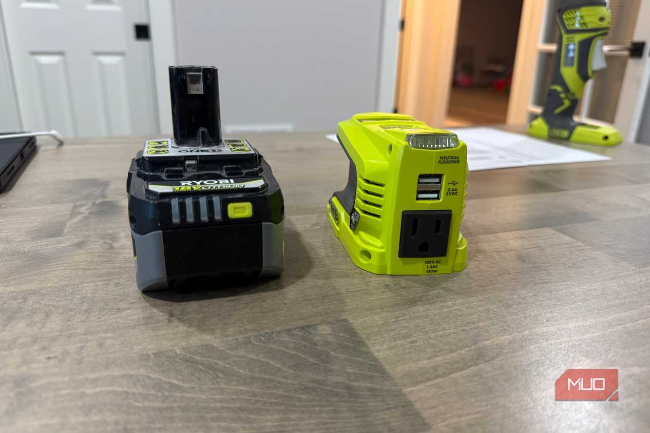 ryobi power source next to battery