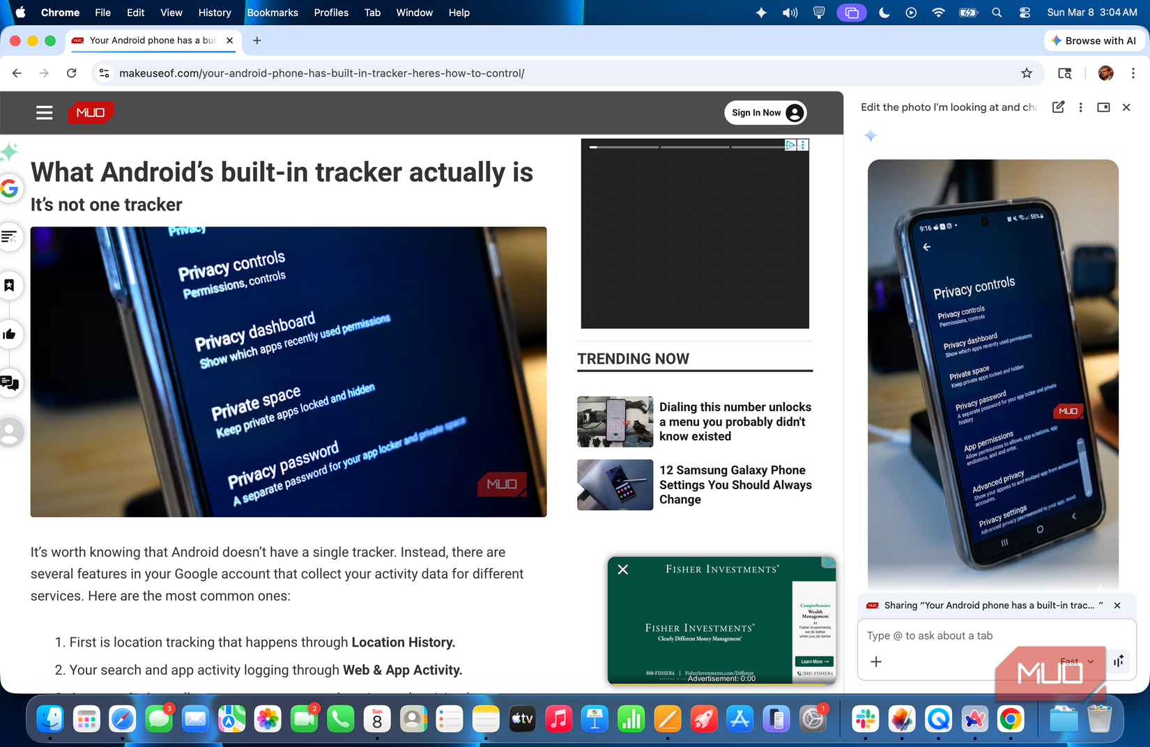 A screenshot of Gemini in Chrome editing an image on a website. 