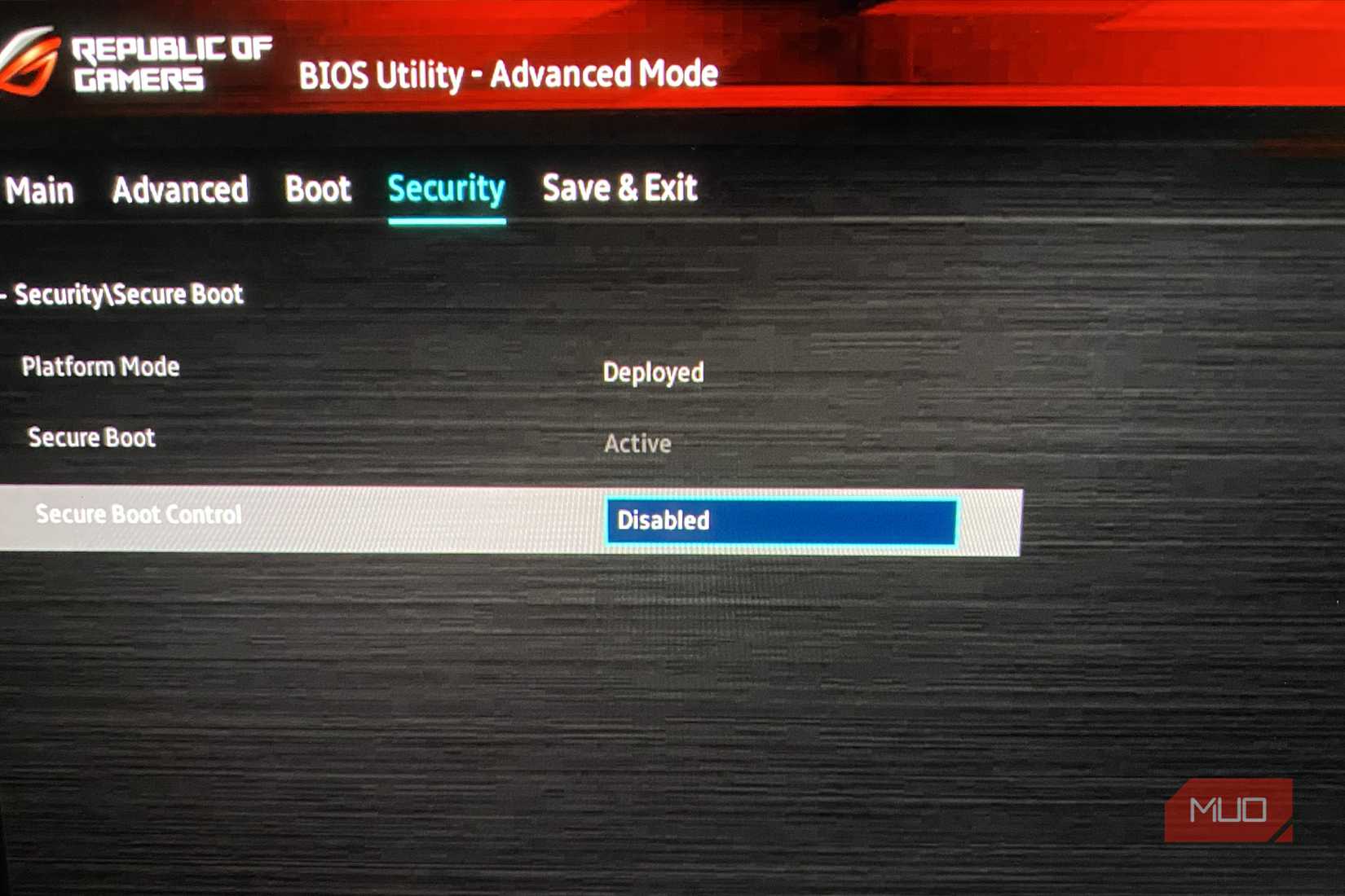 Secure Boot on Windows laptop disabled